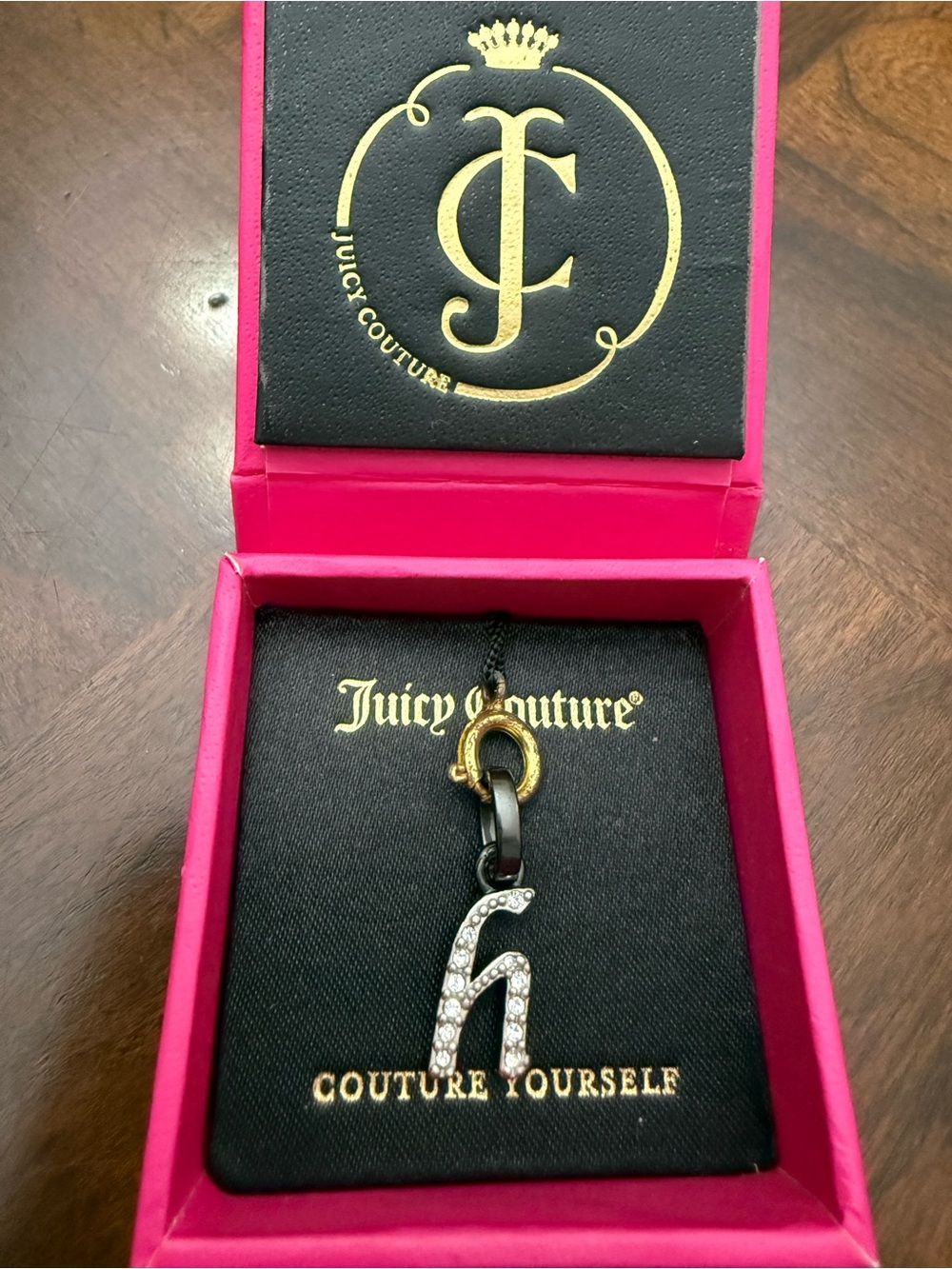Vintage Juicy Couture “H” pendant/charm in pink box